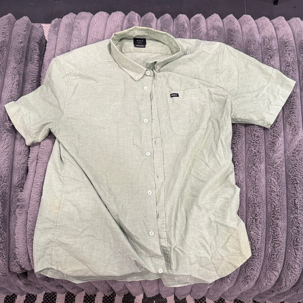 RVCA Light Green Casual Button Down Shirt